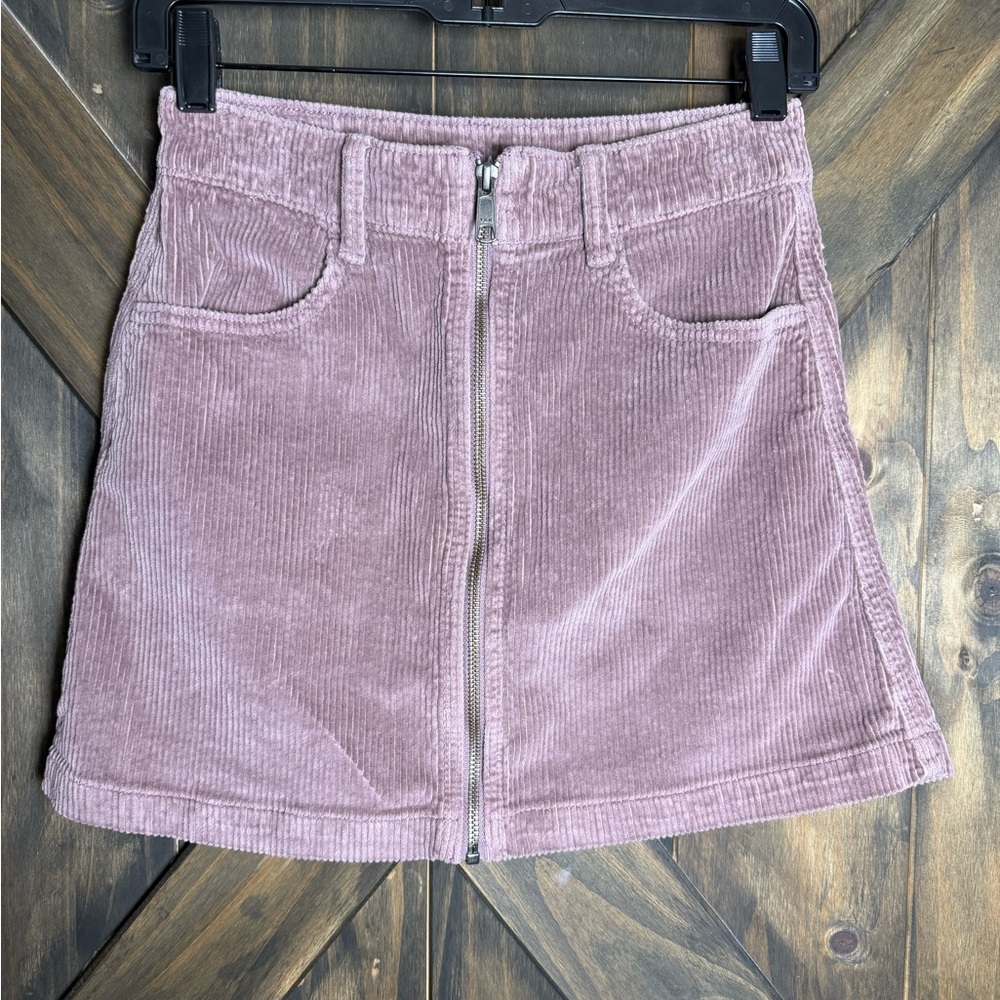 American Eagle Zipup Corduroy Mini Skirt Size 0 Mauve A-line